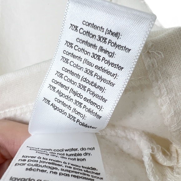 New WEWOREWHAT Women’s Oversized Cropped Cotton Blend 1/4 Zip Sweatshirt Cream S - Picture 10 of 13